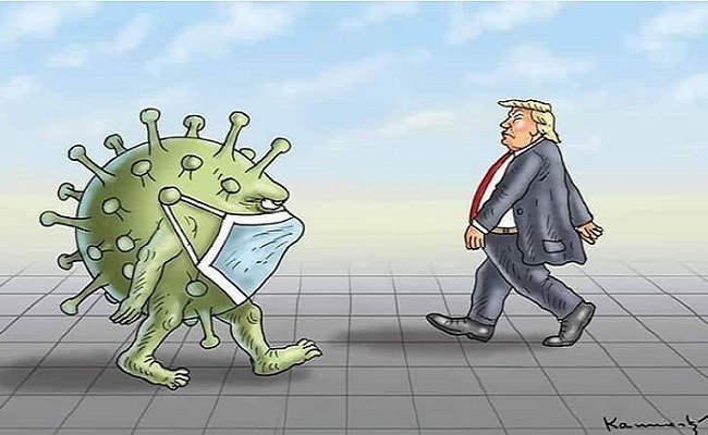 caricature trump coronavirus